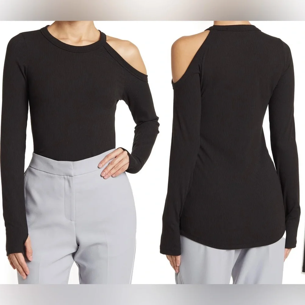 Renee C Rib Cutout Long Sleeve Tee - Picture 3 of 6